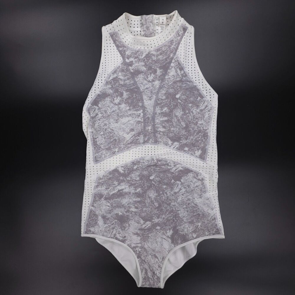 NEW Lululemon Beach Break Paddlesuit Marble Alpine White One Piece Rashguard 10